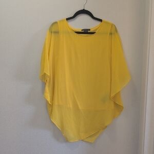 Suzy Shier Yellow Sheer Overlay Blouse